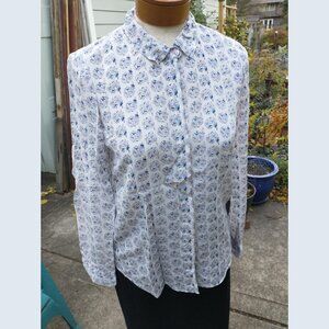 Blouse: Silk, off-white floral print. Size medium - by Rebecca Taylor.